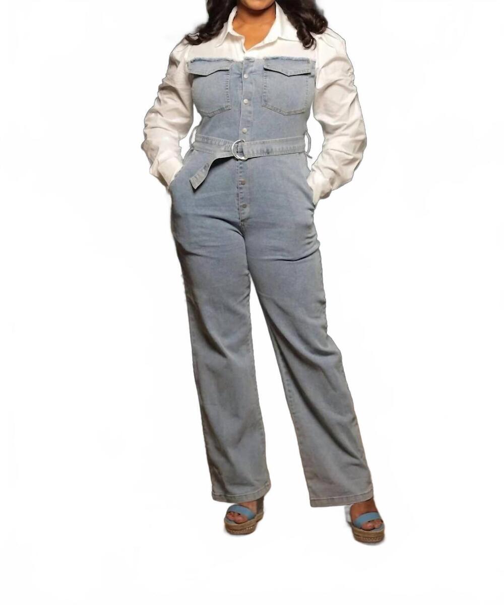 NEW SHOP MICHELLA denim shirt jumpsuit in grey
